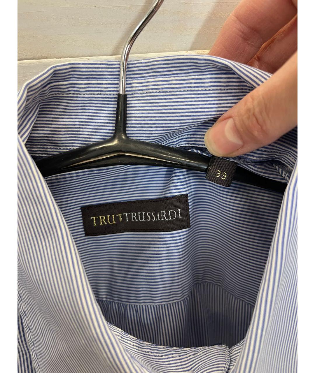 TRUSSARDI Синяя хлопковая классическая рубашка, фото 2