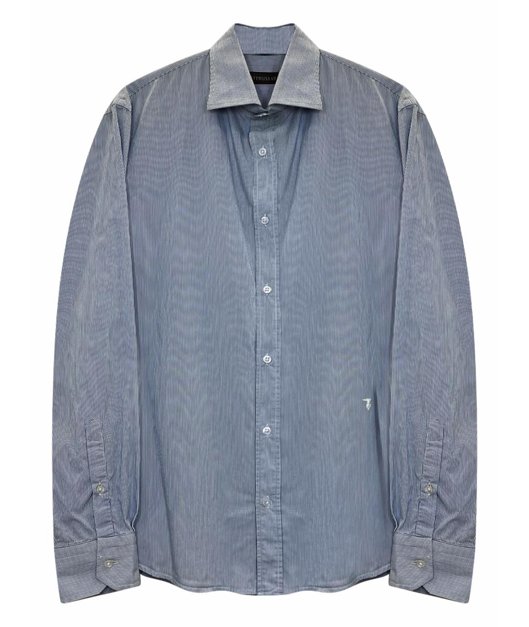TRUSSARDI Синяя хлопковая классическая рубашка, фото 1