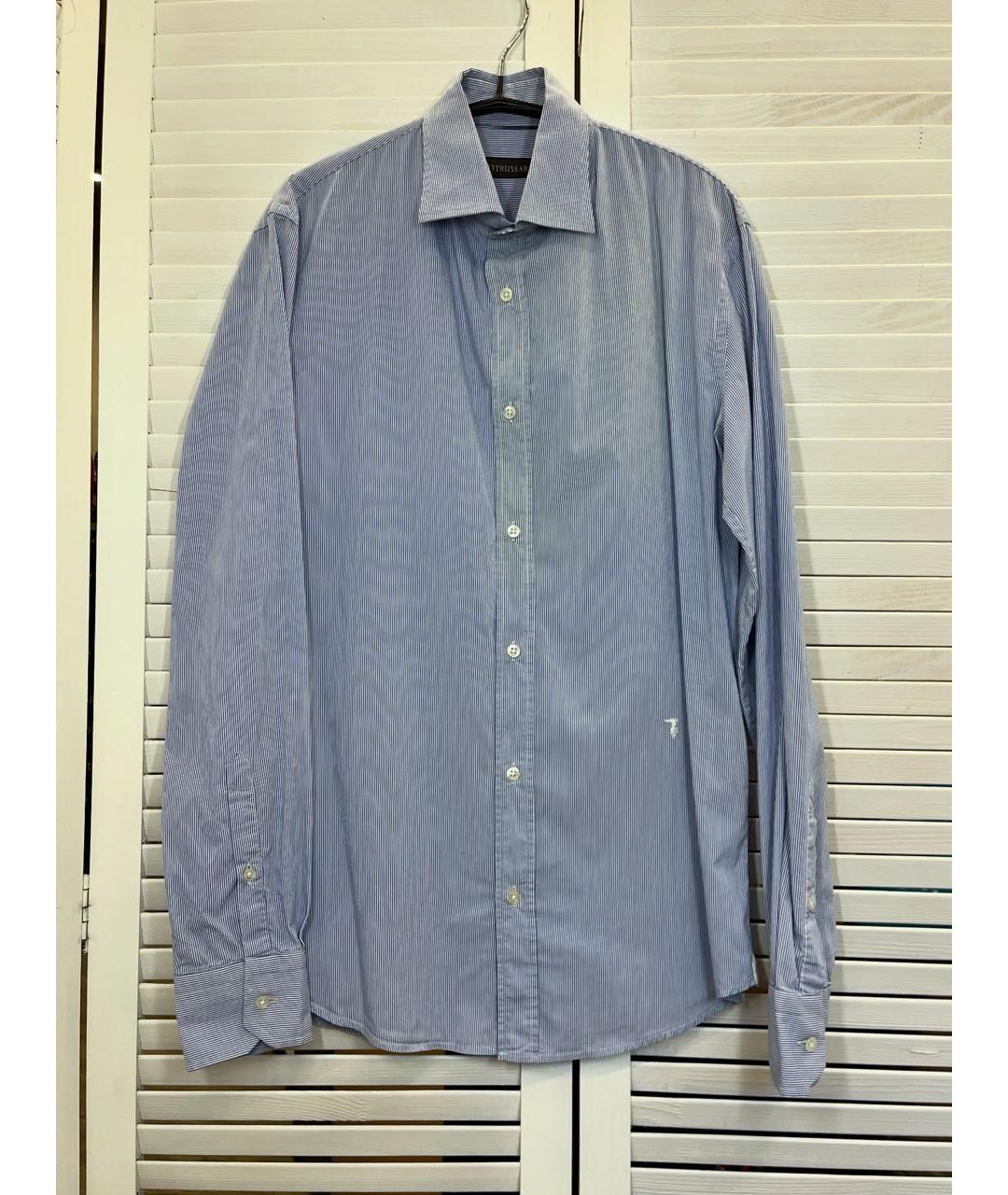 TRUSSARDI Синяя хлопковая классическая рубашка, фото 8