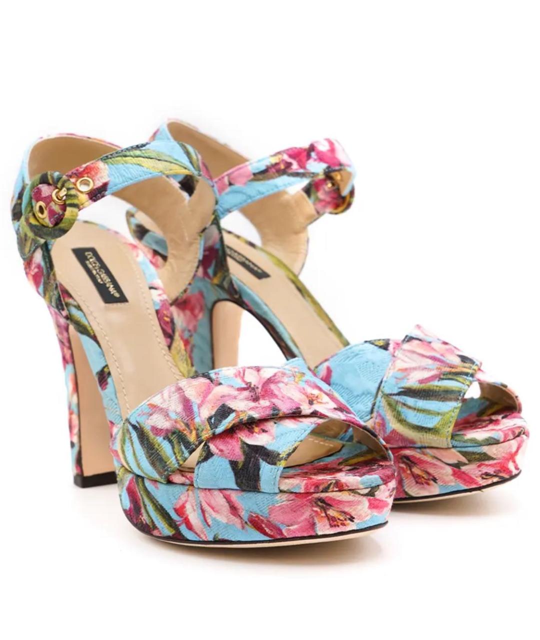 DOLCE&GABBANA Мульти текстильные босоножки, фото 2