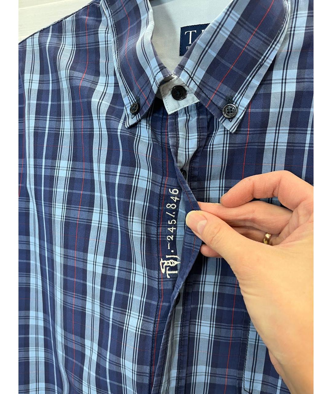 TRUSSARDI JEANS Синяя хлопковая кэжуал рубашка, фото 4