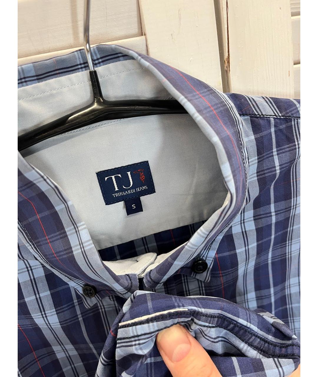 TRUSSARDI JEANS Синяя хлопковая кэжуал рубашка, фото 8