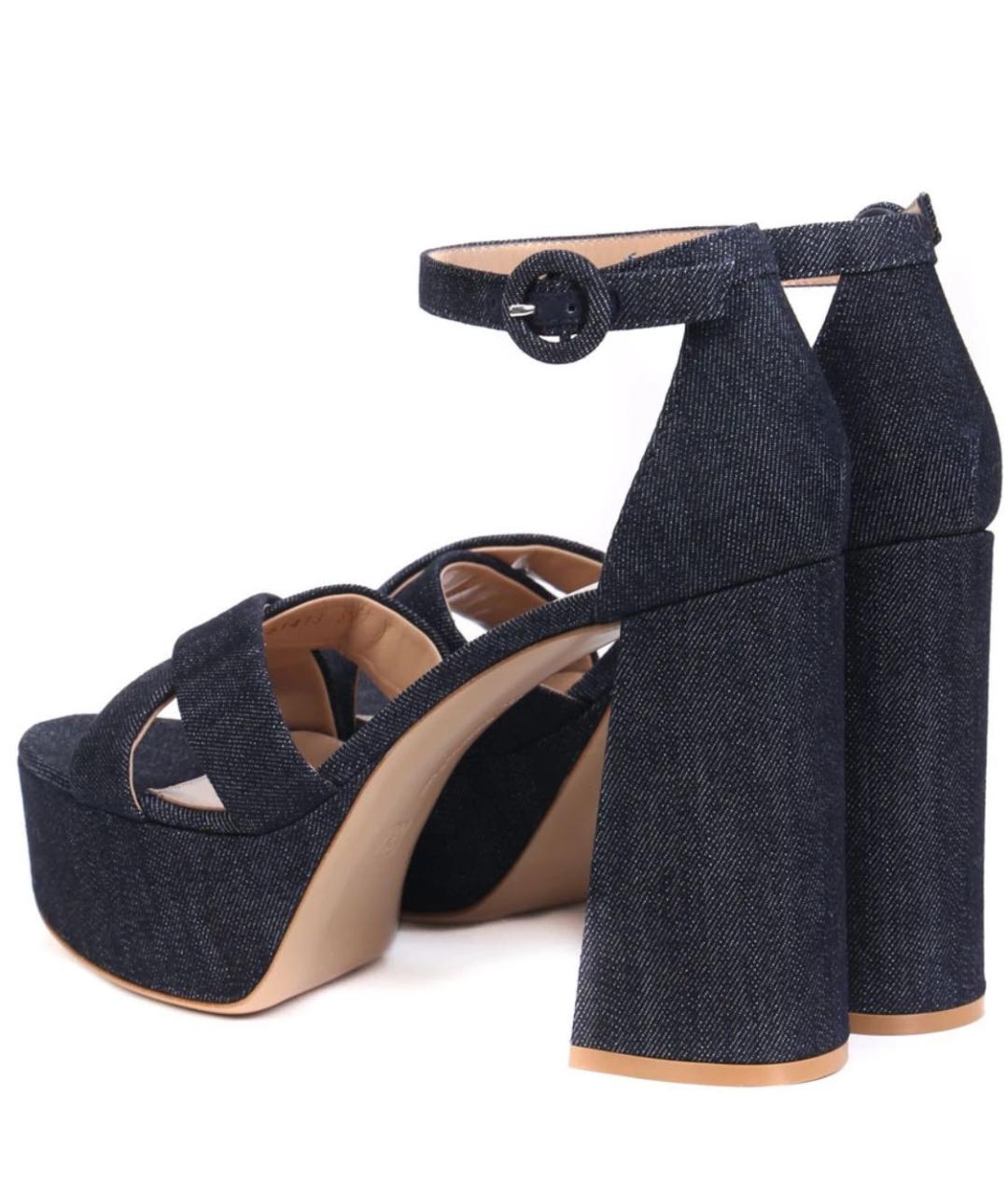 GIANVITO ROSSI Синие текстильные босоножки, фото 4