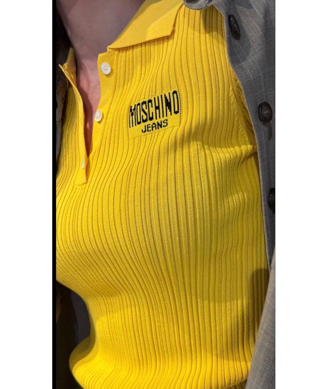 MOSCHINO JEANS Желтая вискозная футболка, фото 4