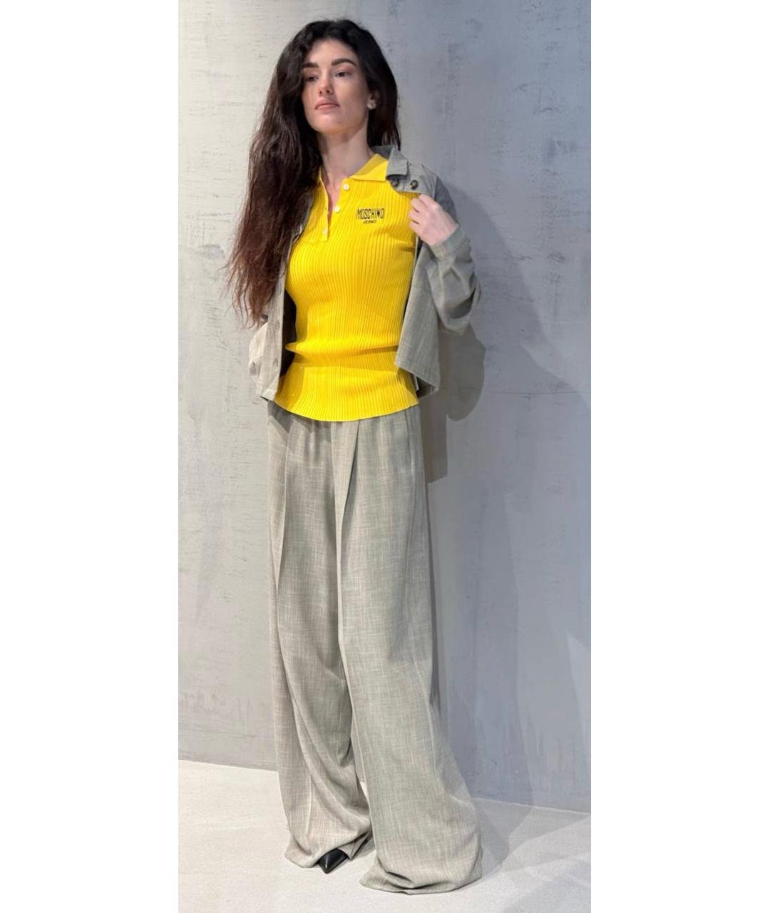 MOSCHINO JEANS Желтая вискозная футболка, фото 2