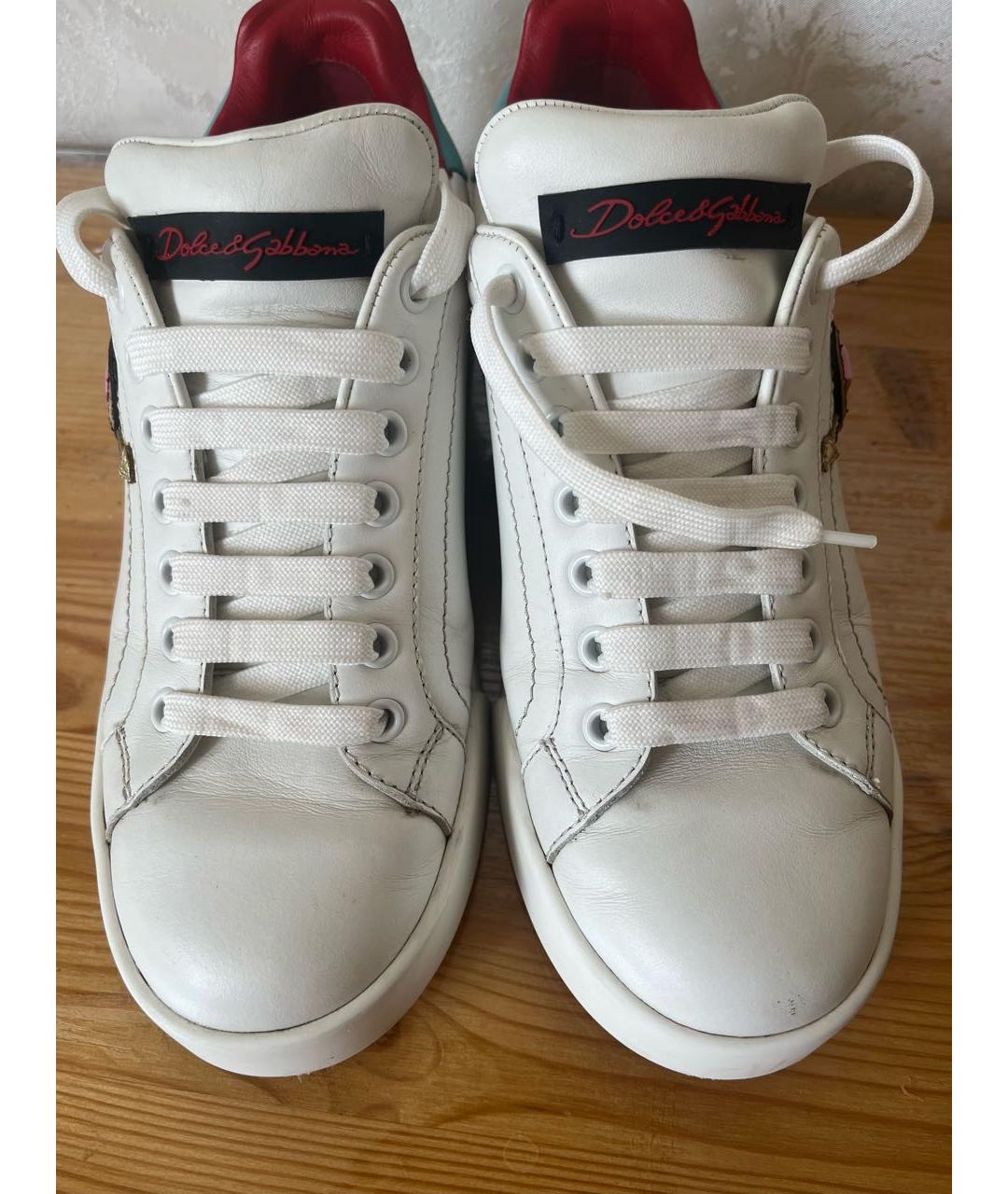 DOLCE&GABBANA Белые кожаные кроссовки, фото 2