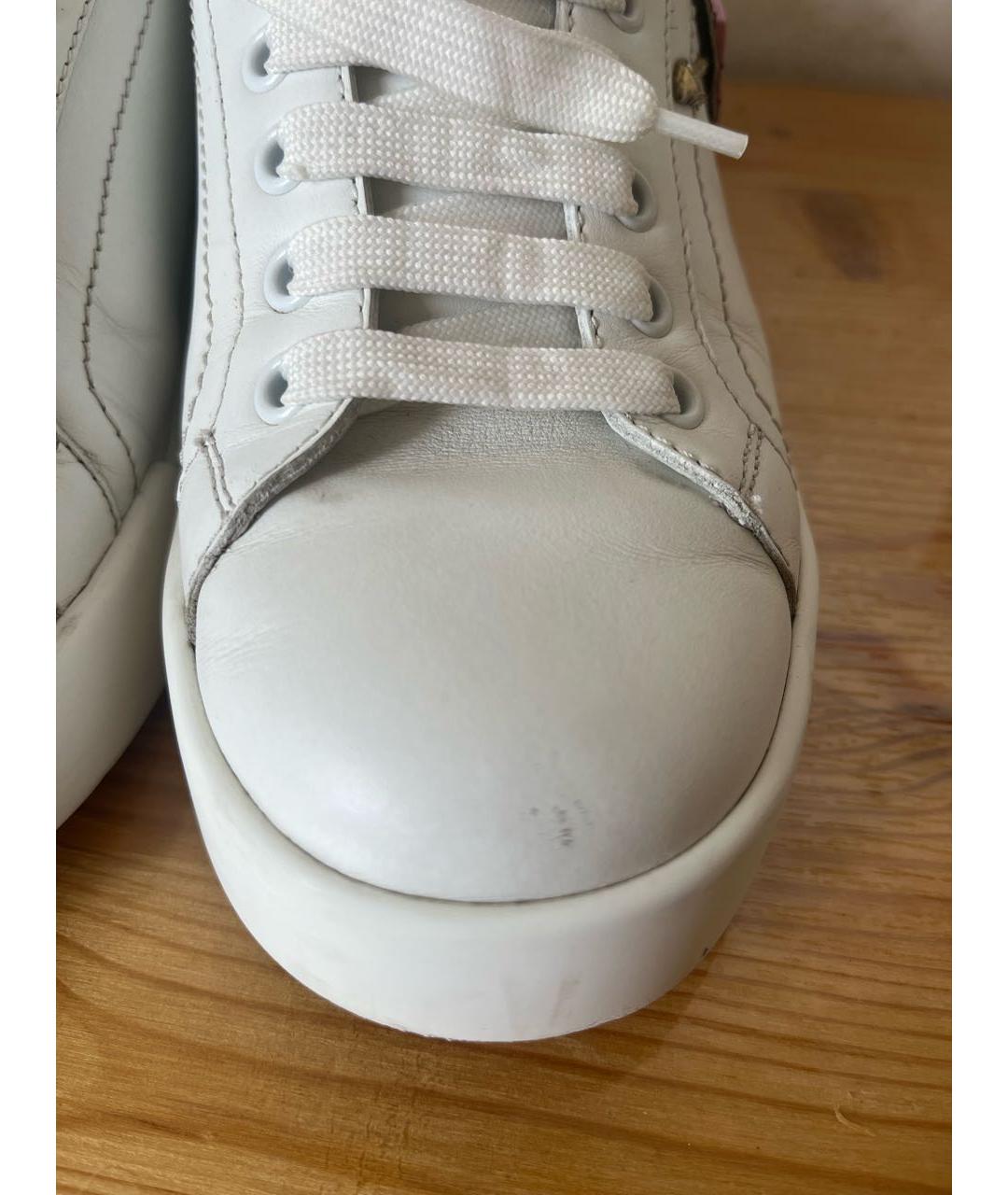 DOLCE&GABBANA Белые кожаные кроссовки, фото 5