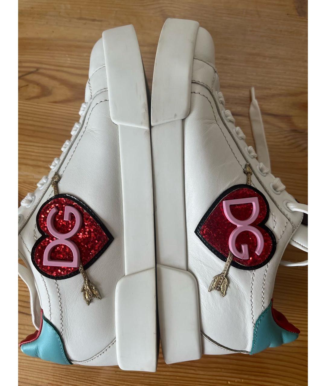 DOLCE&GABBANA Белые кожаные кроссовки, фото 8