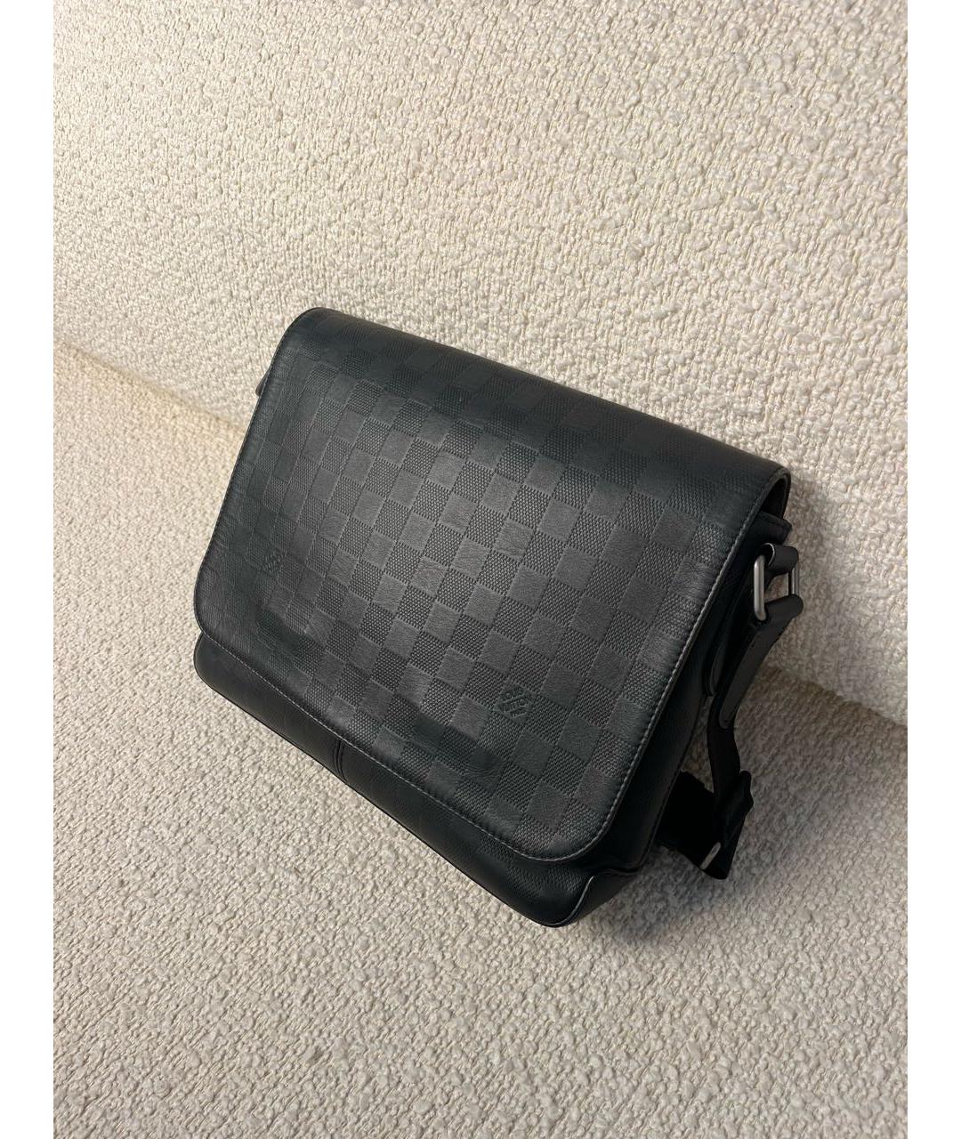 LOUIS VUITTON Черная кожаная сумка на плечо, фото 5