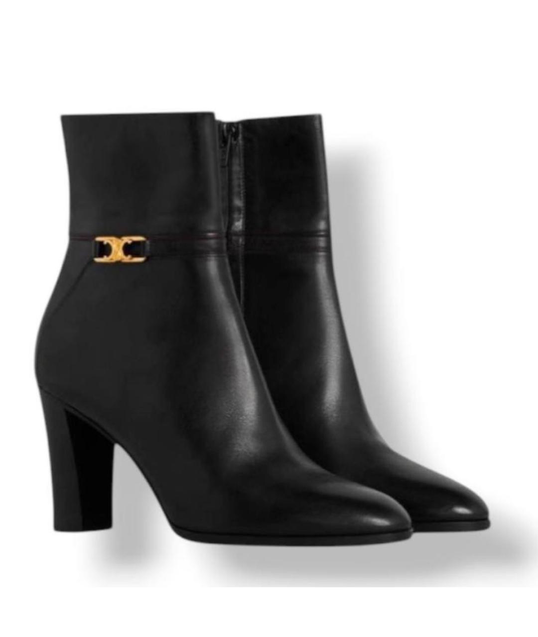 CELINE Черные кожаные ботильоны, фото 4