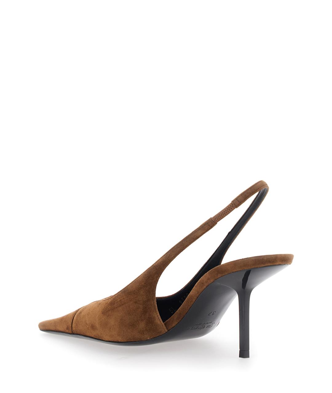 SAINT LAURENT Коричневые замшевые туфли, фото 3
