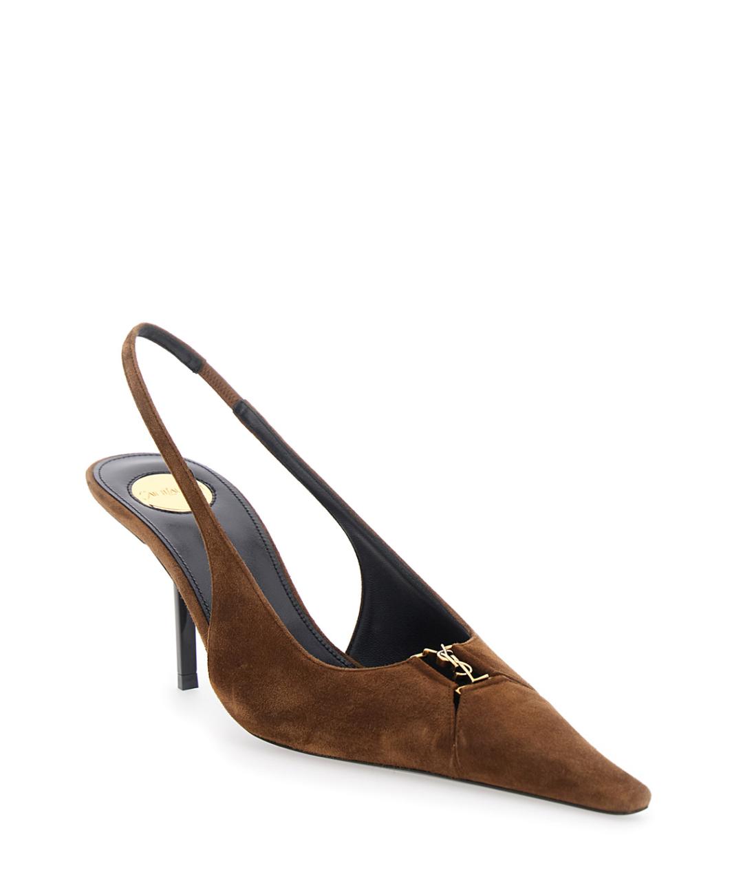 SAINT LAURENT Коричневые замшевые туфли, фото 2