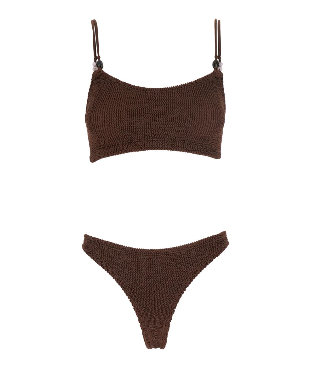 HUNZA G Коричневый полиамидовый купальник, фото 1