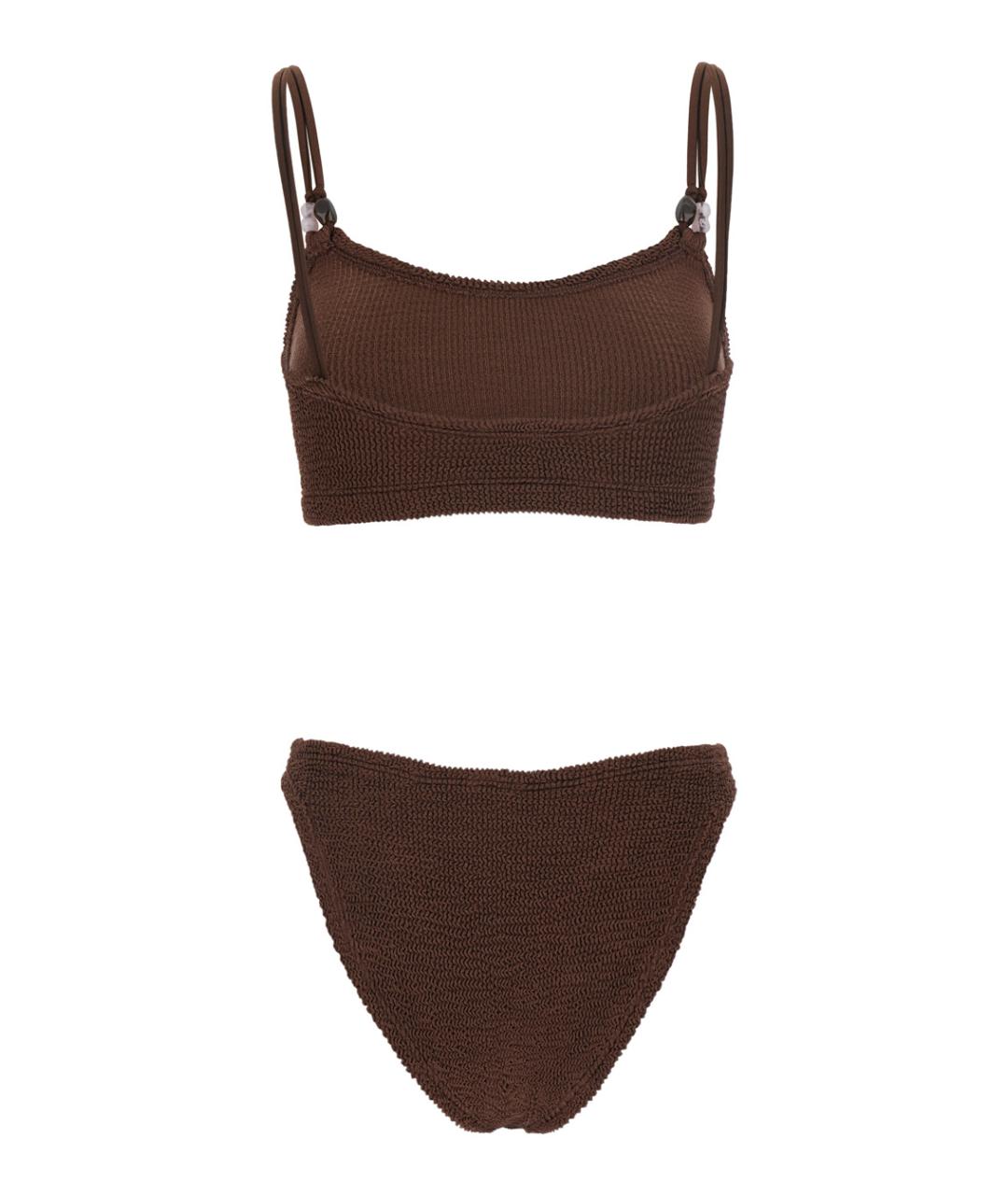 HUNZA G Коричневый полиамидовый купальник, фото 2