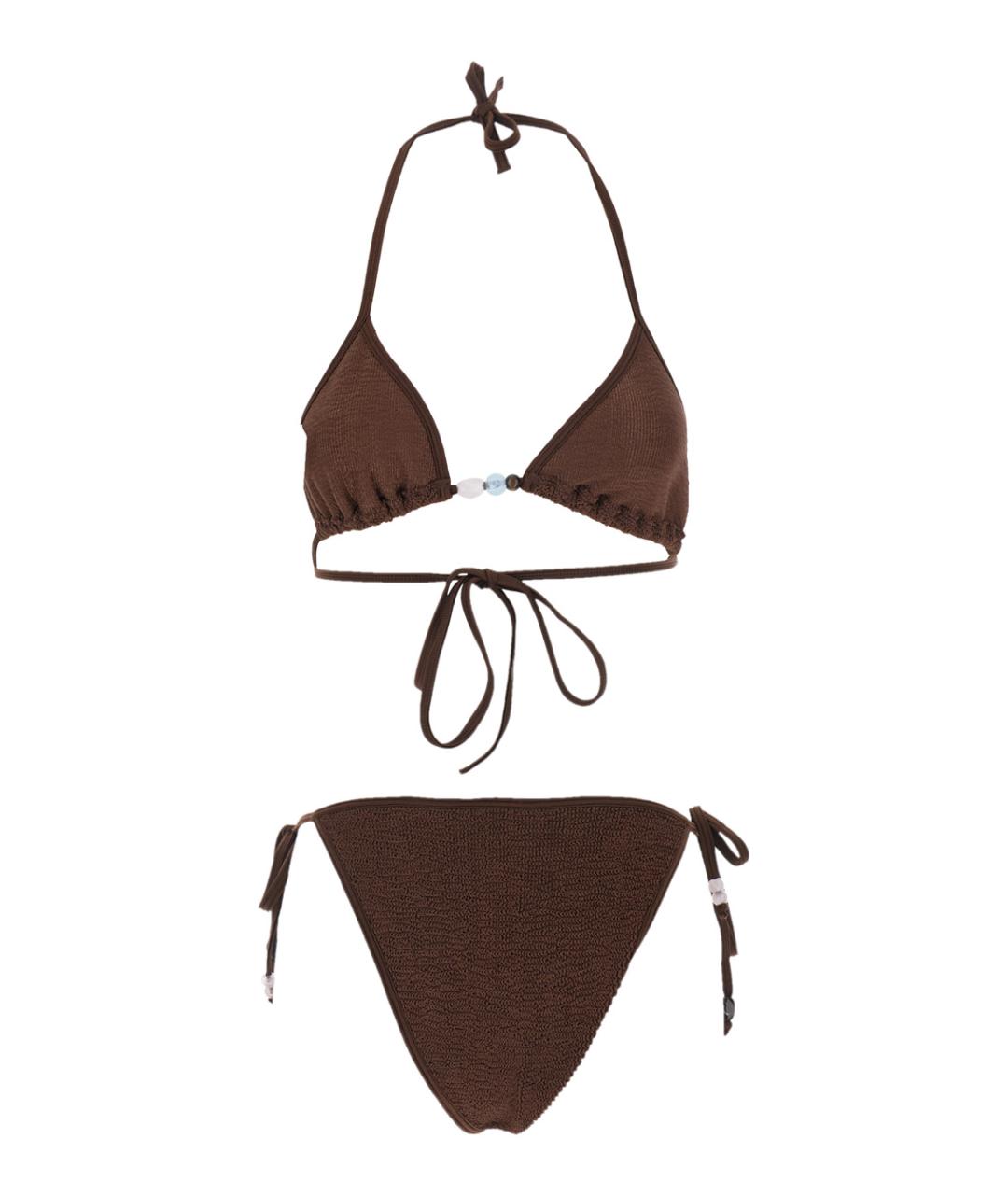 HUNZA G Коричневый полиамидовый купальник, фото 2