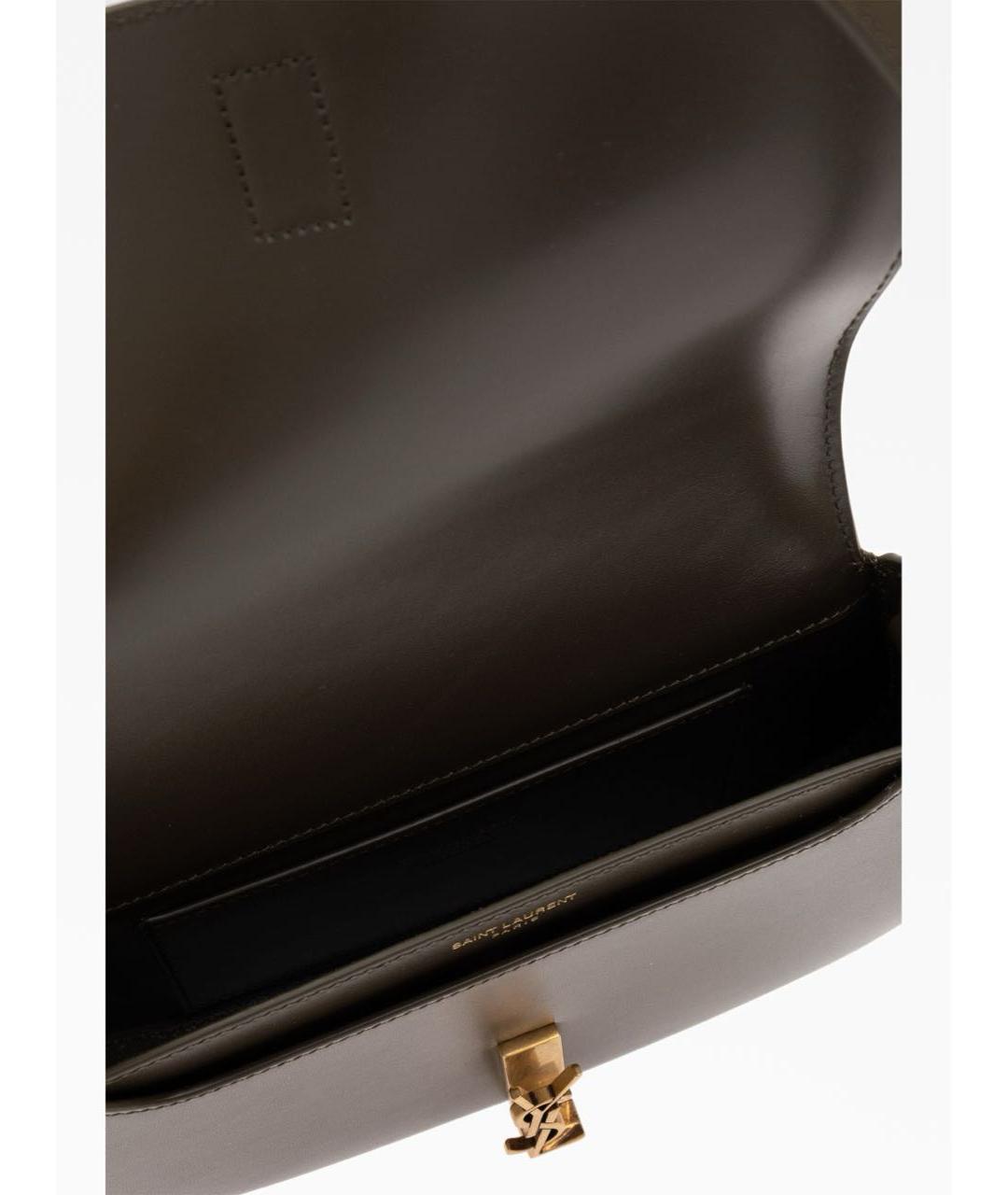 SAINT LAURENT Хаки кожаная сумка через плечо, фото 4