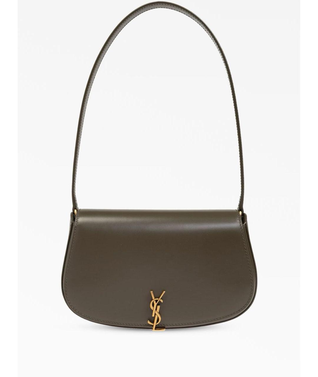SAINT LAURENT Хаки кожаная сумка через плечо, фото 9