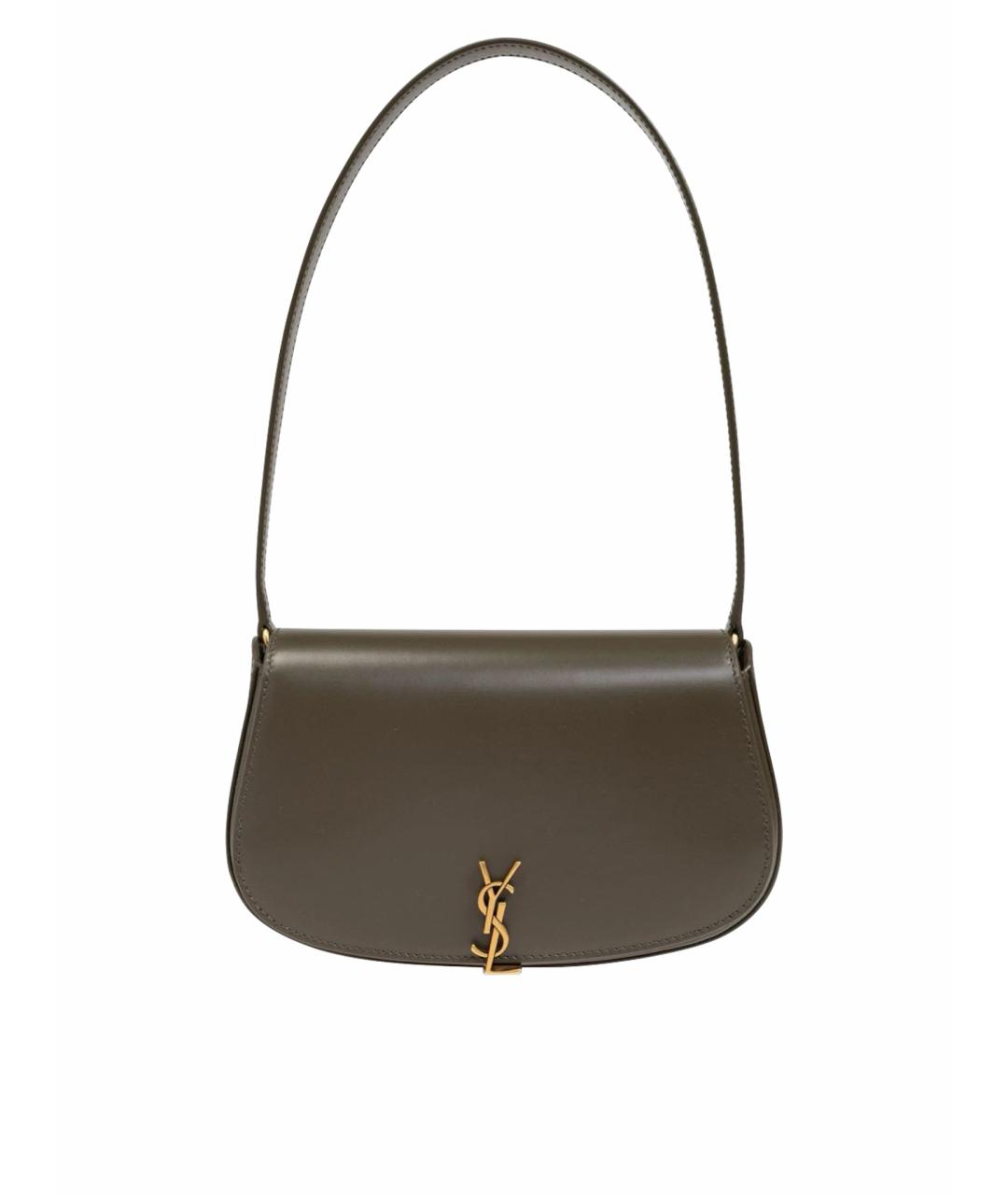 SAINT LAURENT Хаки кожаная сумка через плечо, фото 1