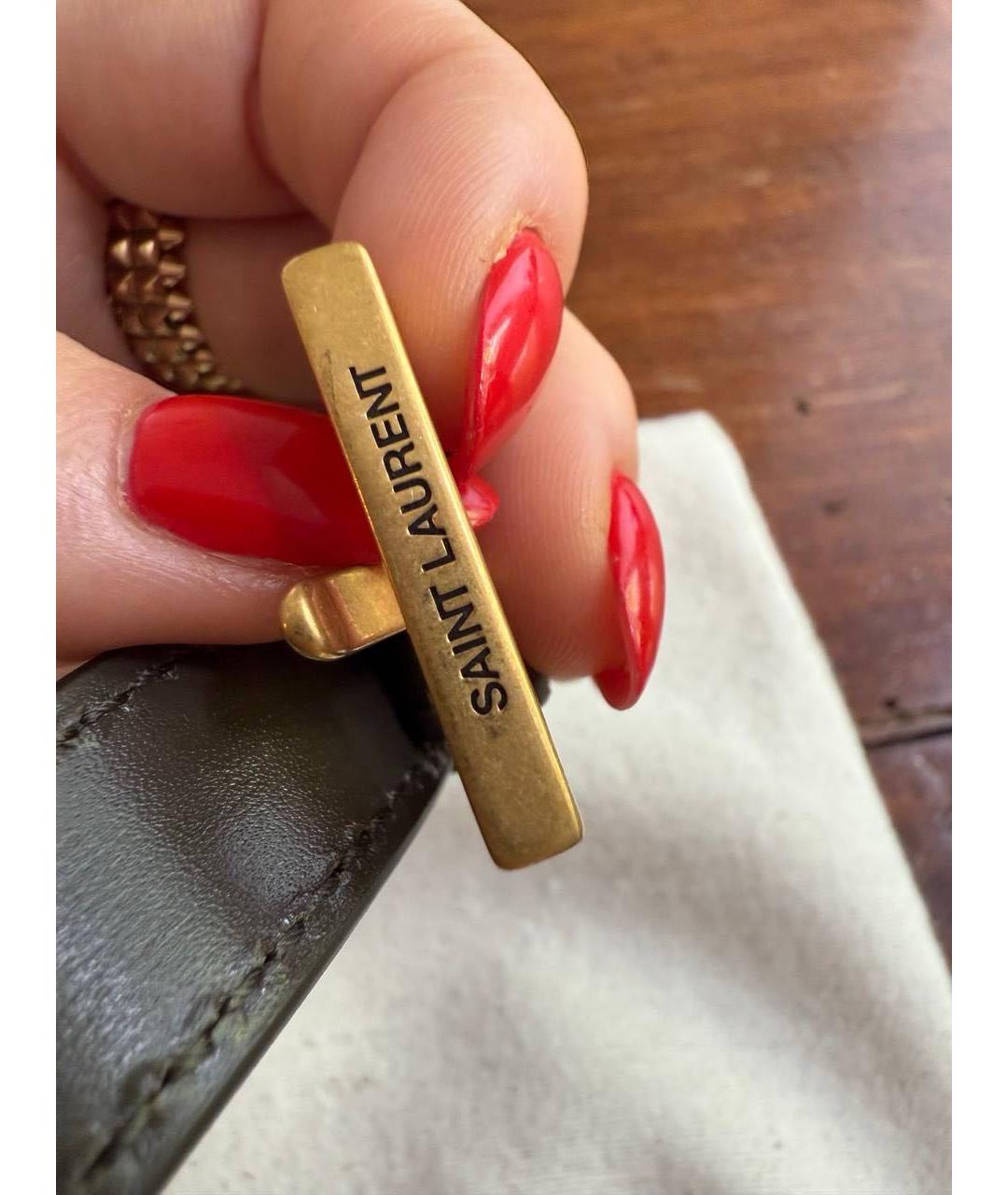 SAINT LAURENT Хаки кожаная сумка через плечо, фото 7