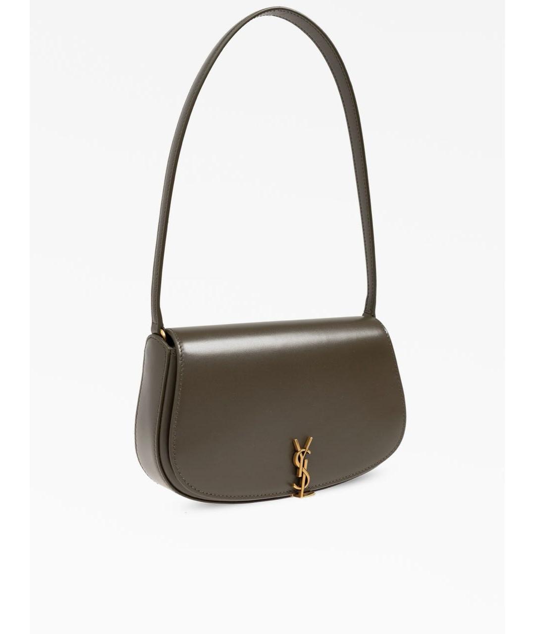 SAINT LAURENT Хаки кожаная сумка через плечо, фото 2