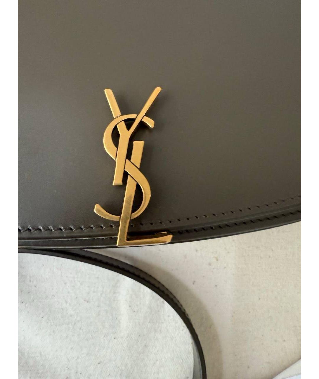 SAINT LAURENT Хаки кожаная сумка через плечо, фото 6