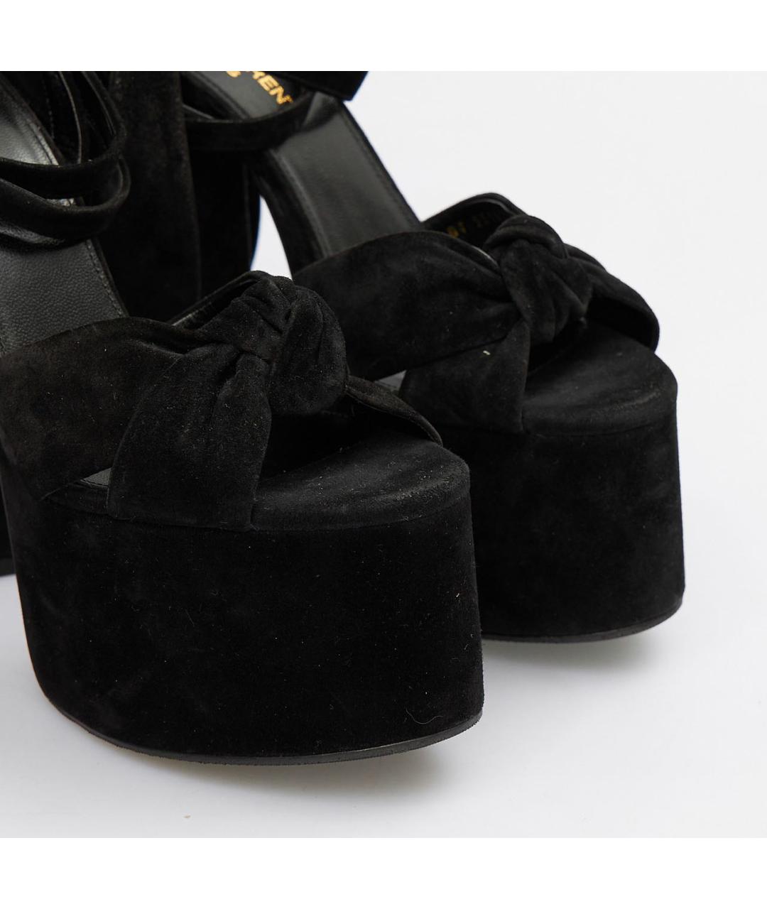 SAINT LAURENT Черные замшевые босоножки, фото 3