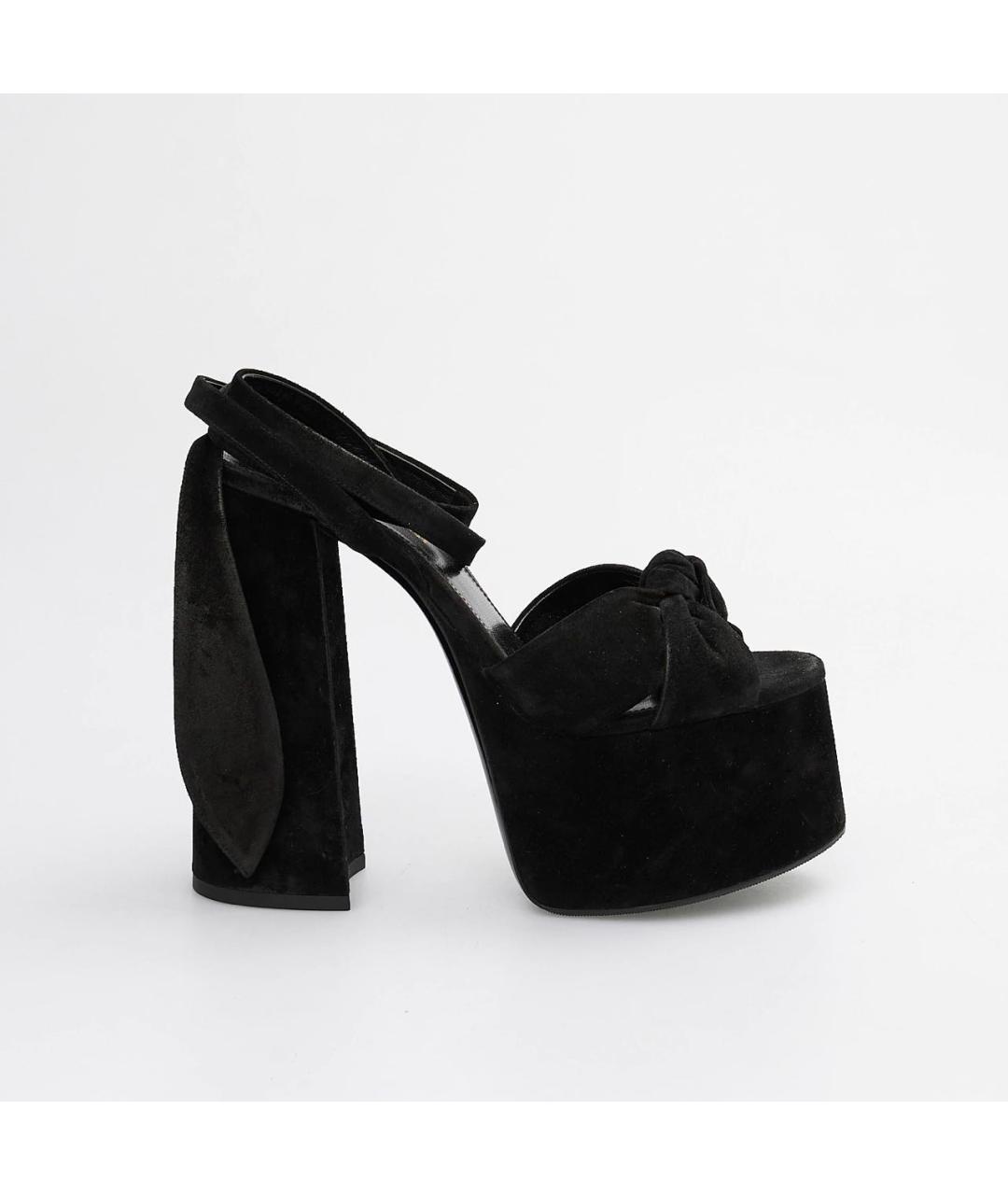 SAINT LAURENT Черные замшевые босоножки, фото 5