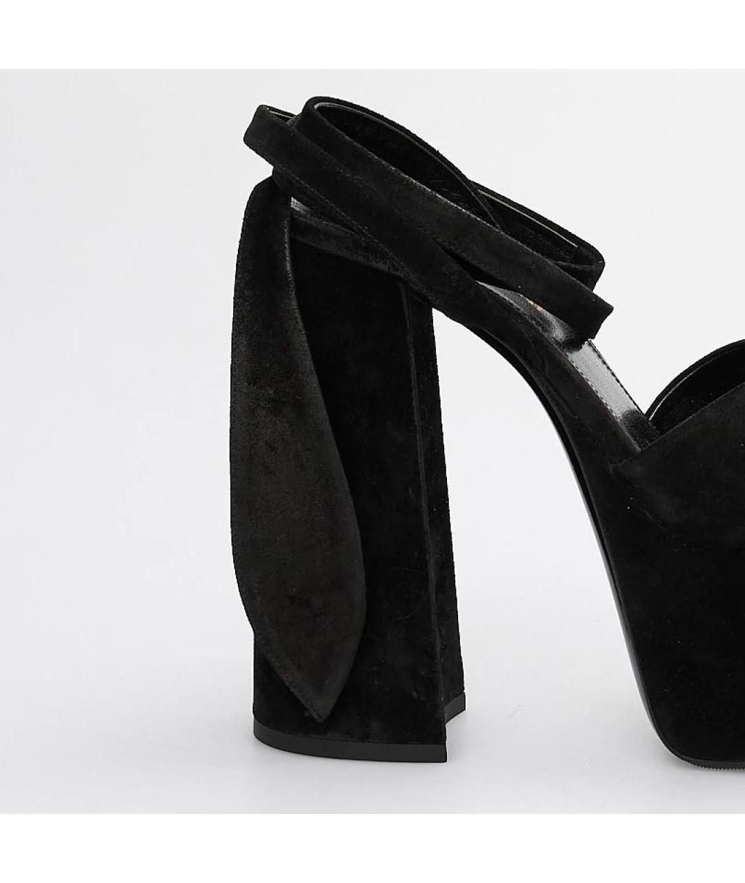 SAINT LAURENT Черные замшевые босоножки, фото 4