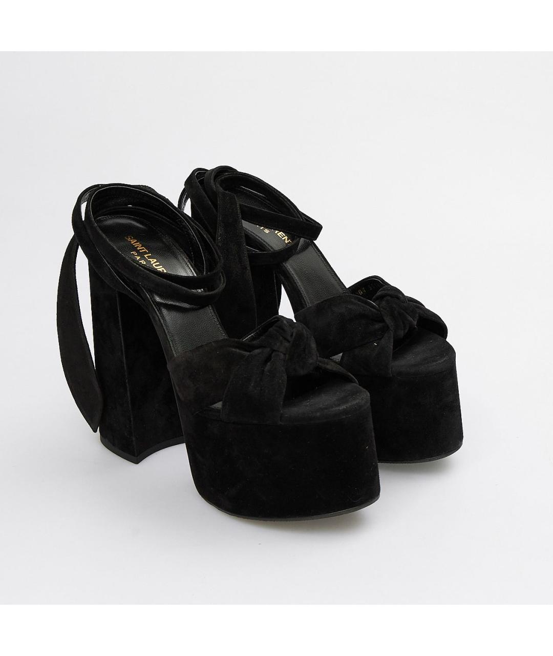 SAINT LAURENT Черные замшевые босоножки, фото 2
