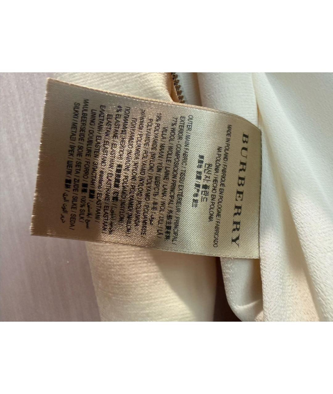 BURBERRY Белое шерстяное повседневное платье, фото 5