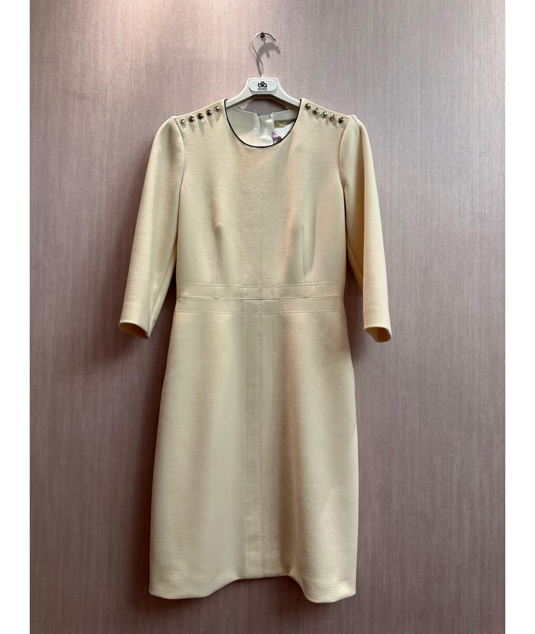 BURBERRY Белое шерстяное повседневное платье, фото 2