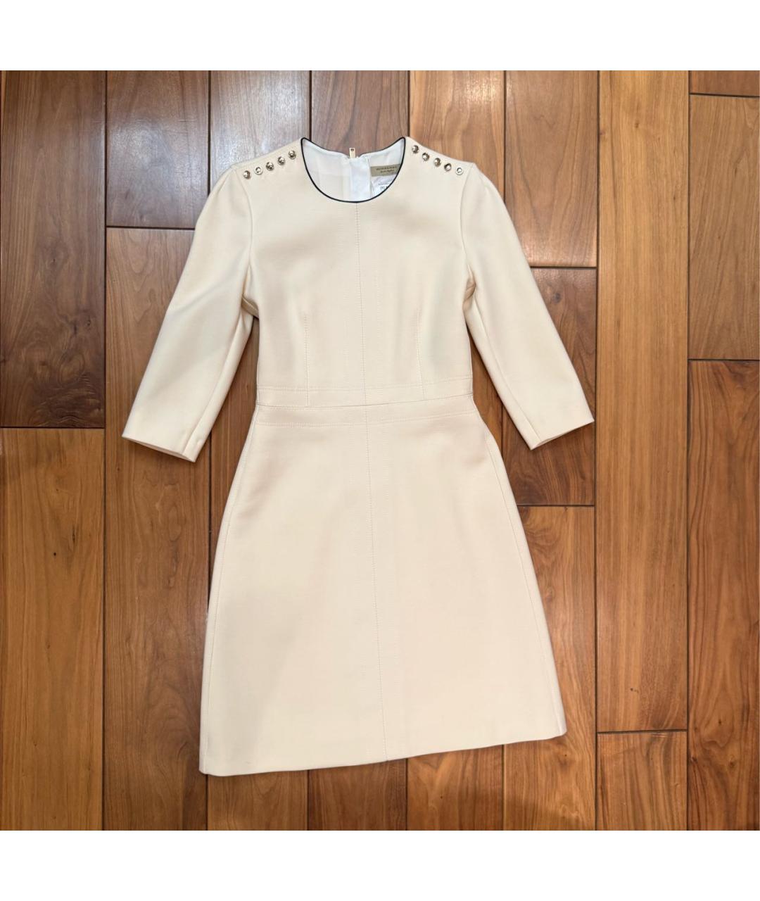 BURBERRY Белое шерстяное повседневное платье, фото 7