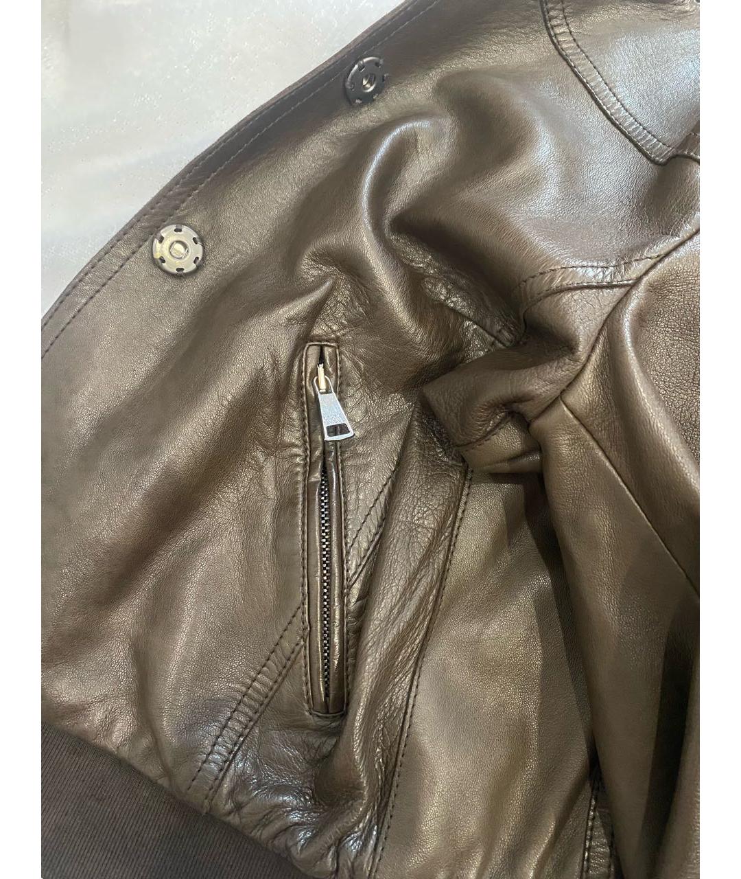 DOLCE&GABBANA Коричневая кожаная куртка, фото 3