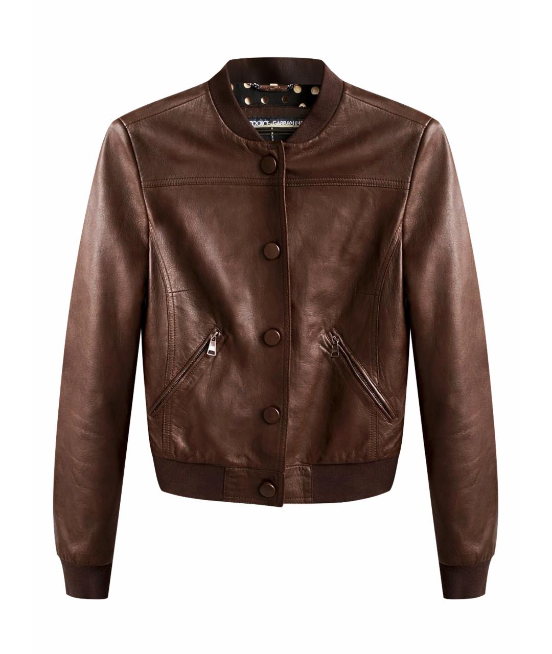 DOLCE&GABBANA Коричневая кожаная куртка, фото 1