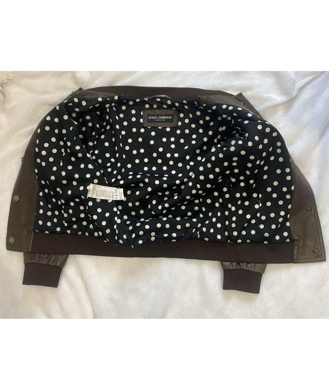 DOLCE&GABBANA Коричневая кожаная куртка, фото 2