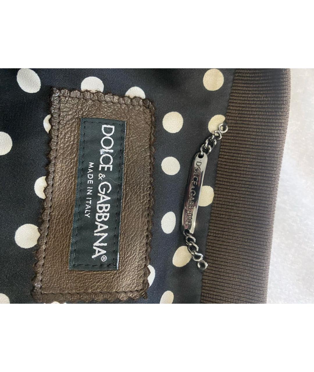 DOLCE&GABBANA Коричневая кожаная куртка, фото 5