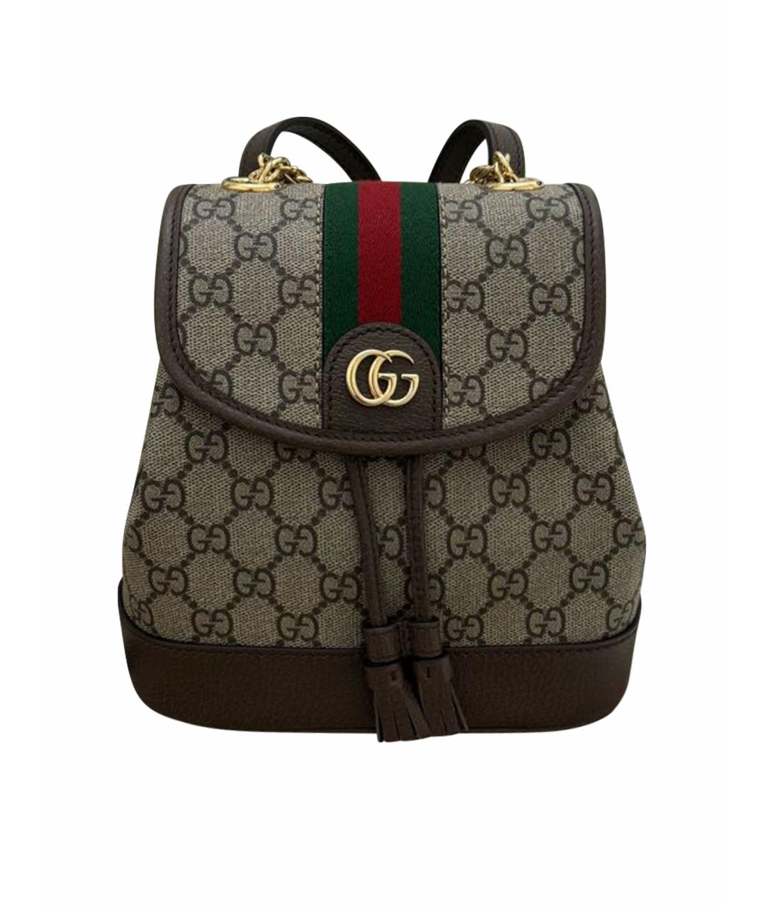 GUCCI Коричневый кожаный рюкзак, фото 1