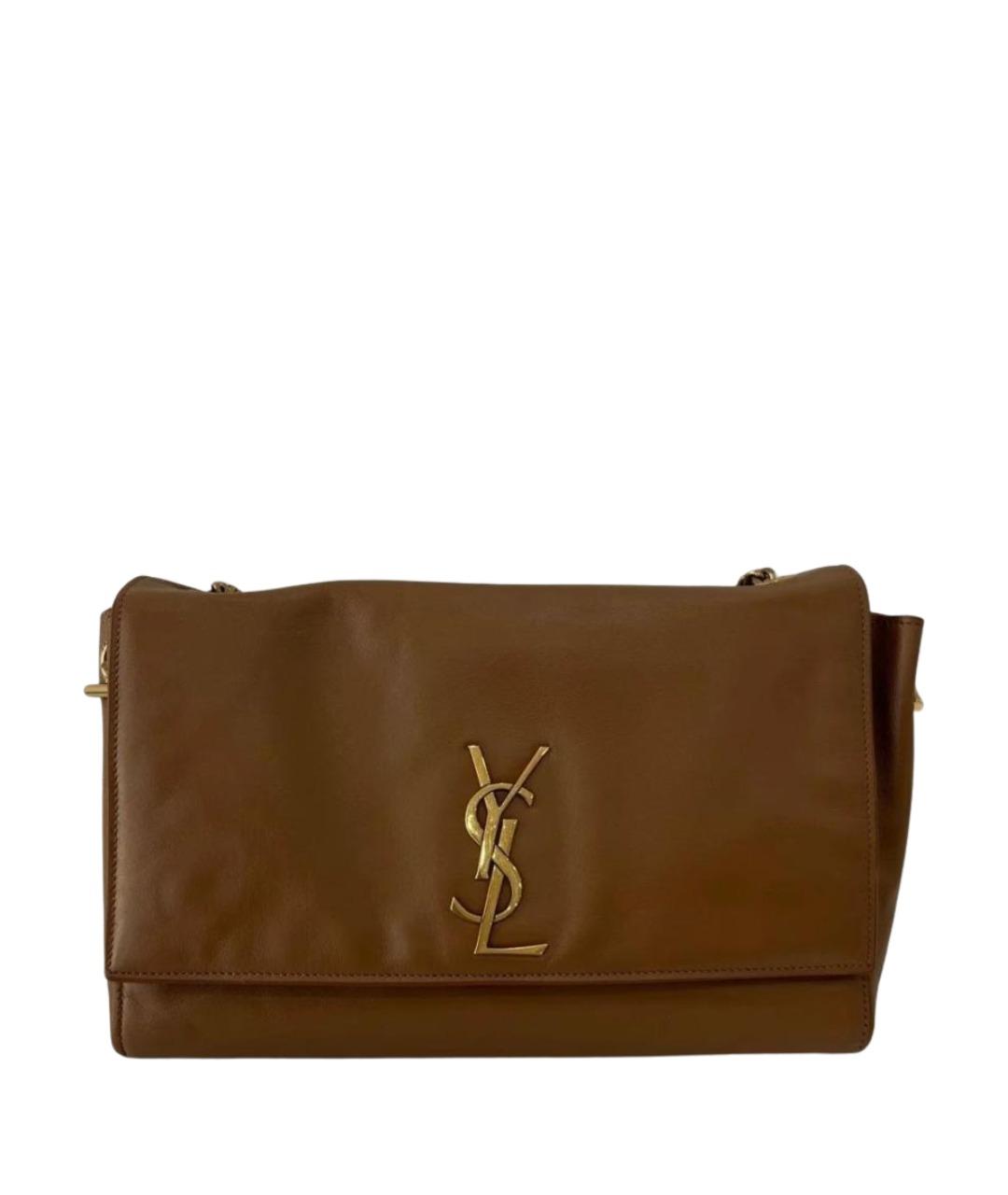 SAINT LAURENT Коричневая кожаная сумка через плечо, фото 2