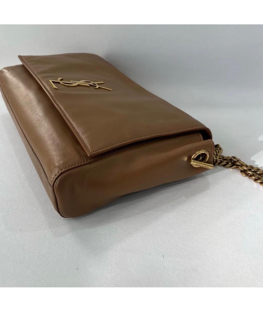 SAINT LAURENT Коричневая кожаная сумка через плечо, фото 5