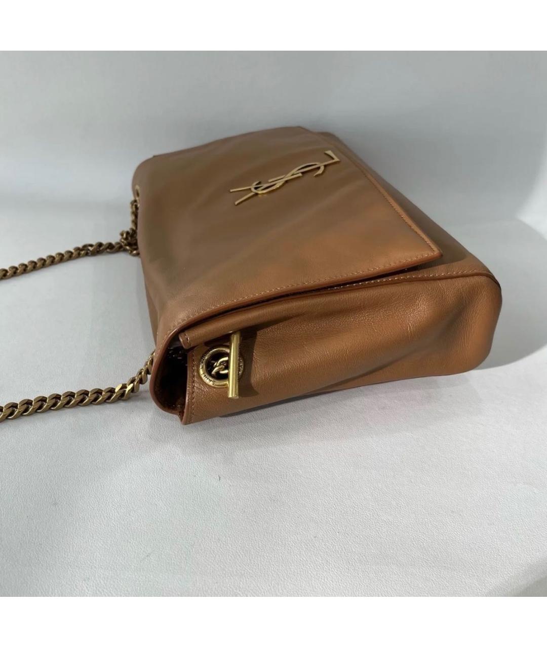 SAINT LAURENT Коричневая кожаная сумка через плечо, фото 4