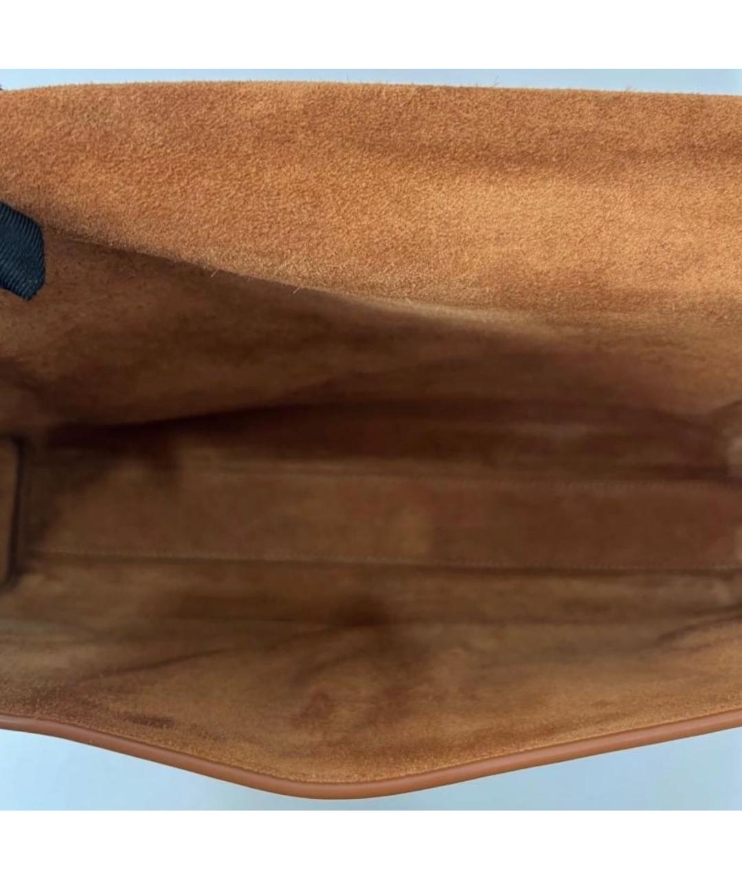 SAINT LAURENT Коричневая кожаная сумка через плечо, фото 6