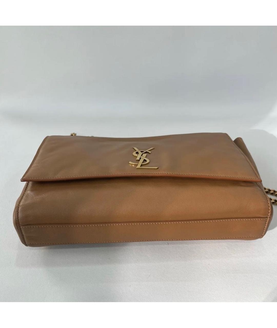 SAINT LAURENT Коричневая кожаная сумка через плечо, фото 7
