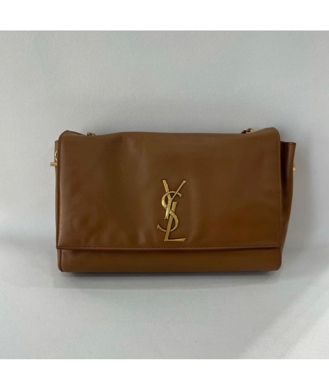 SAINT LAURENT Коричневая кожаная сумка через плечо, фото 9