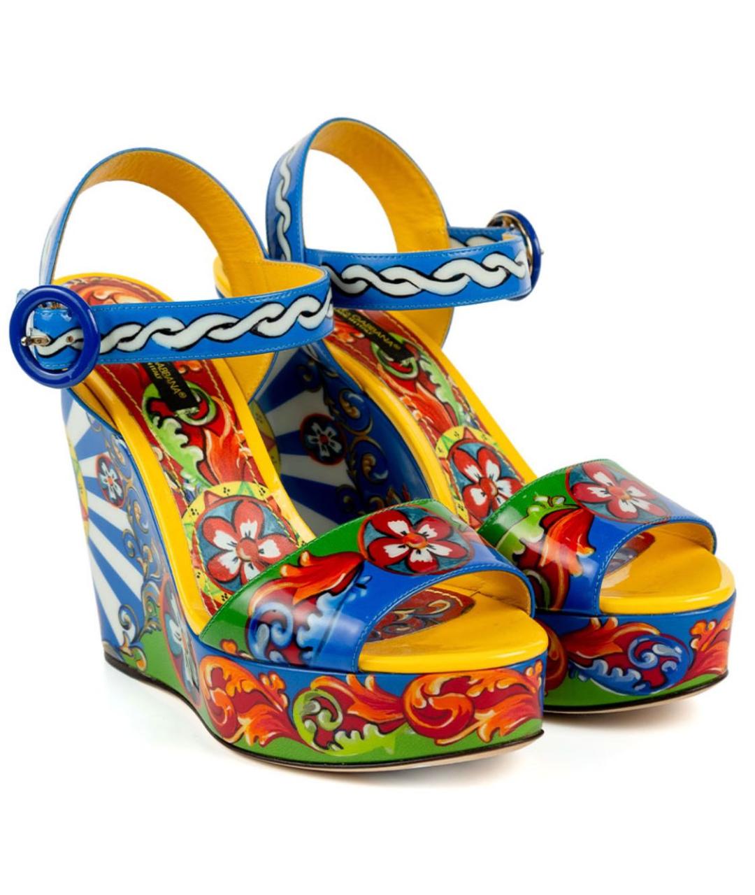 DOLCE&GABBANA Мульти кожаные босоножки, фото 2