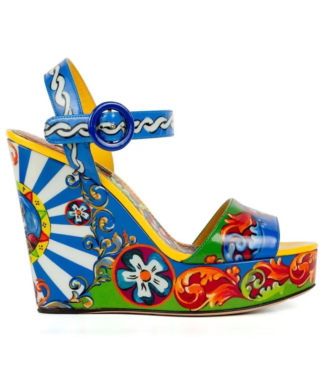 DOLCE&GABBANA Мульти кожаные босоножки, фото 5