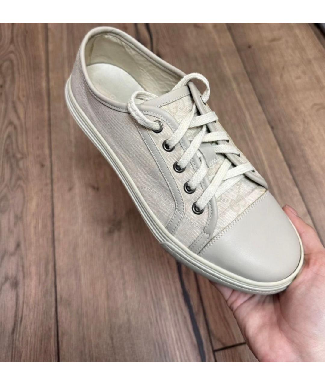 GUCCI Бежевые кожаные кеды, фото 7