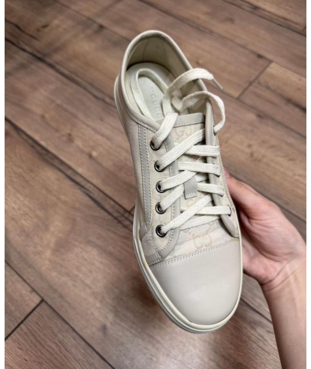 GUCCI Бежевые кожаные кеды, фото 4