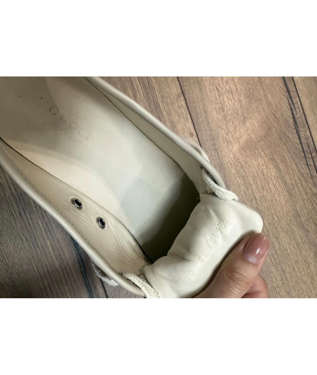 GUCCI Бежевые кожаные кеды, фото 6