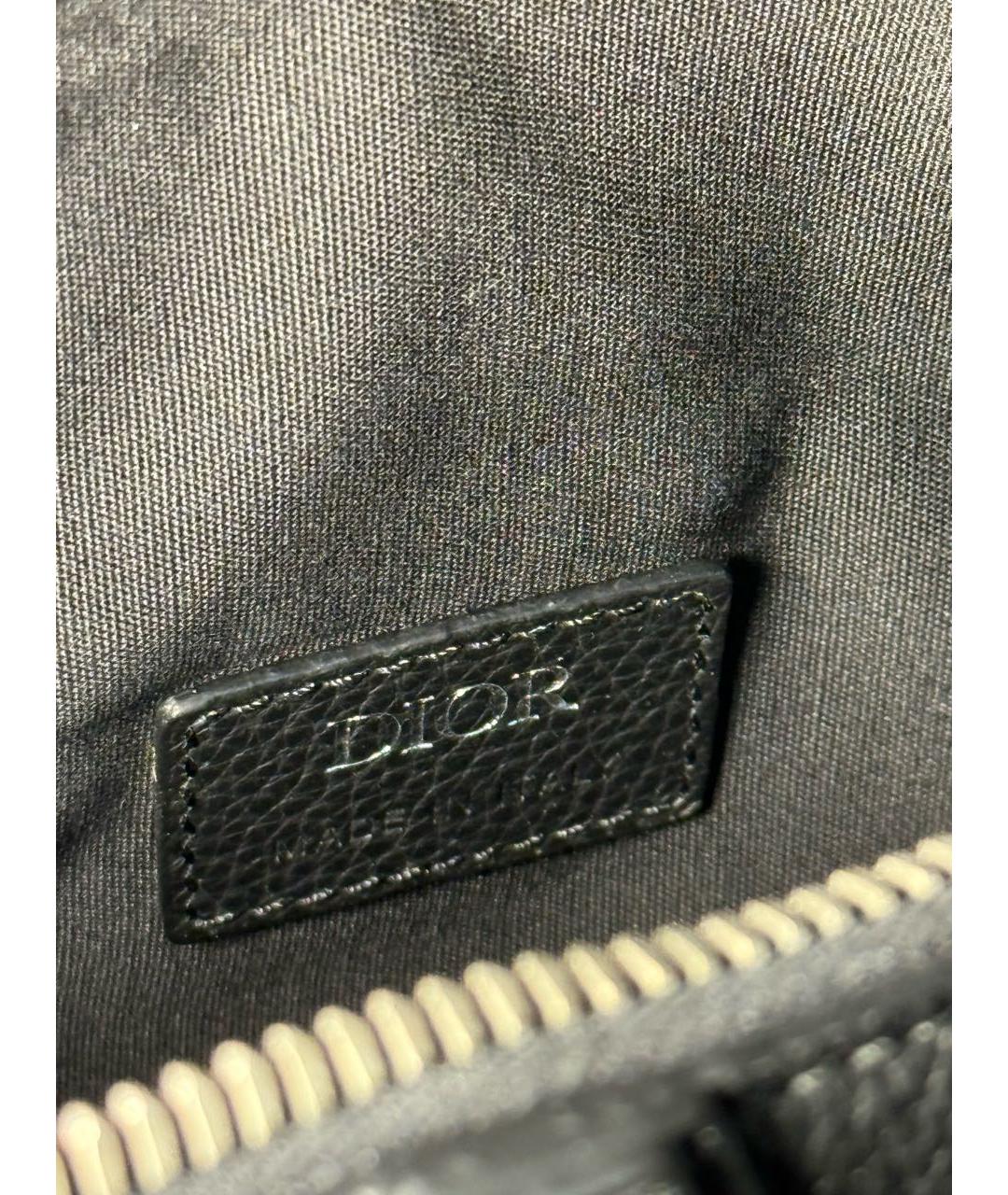 CHRISTIAN DIOR Черная кожаная сумка на плечо, фото 3