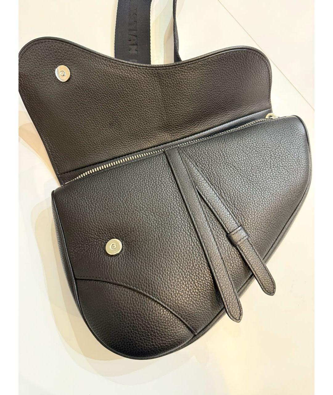 CHRISTIAN DIOR Черная кожаная сумка на плечо, фото 2